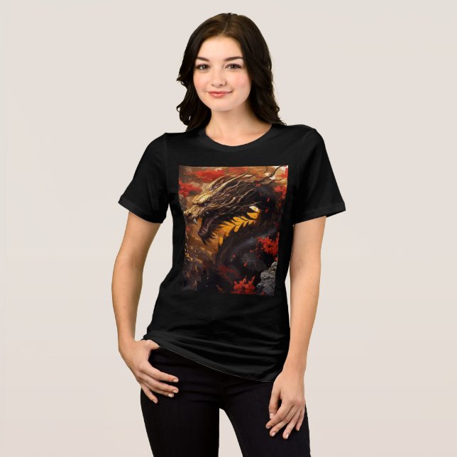 Golden Dragon in Fiery Autumn Canyon T Shirt (Framsida Full)