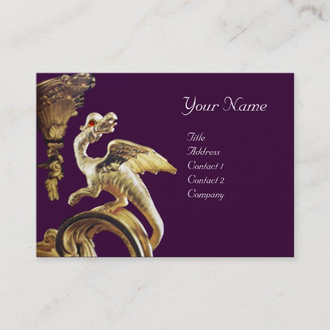 GOLDEN DRAGON IN LILA Monogram Visitkort (Framsida)