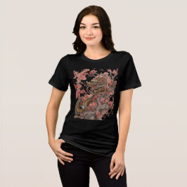 Golden Dragon in Sakura Tree Artwork T Shirt