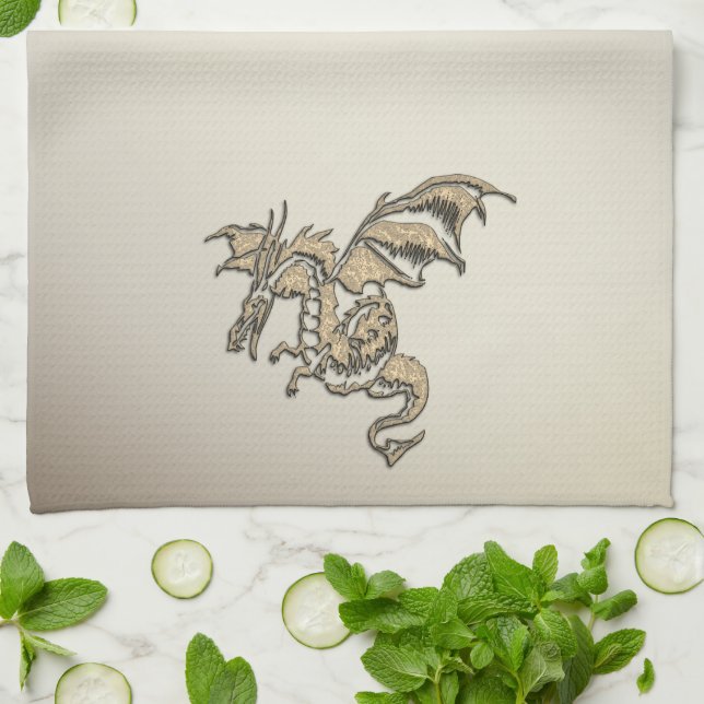 Golden Dragon Kökshandduk (Vikta)