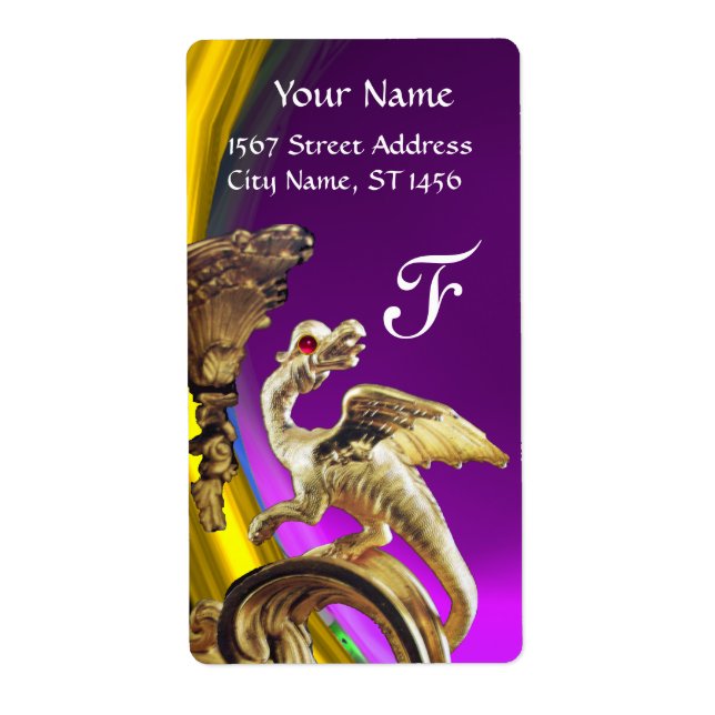 GOLDEN DRAGON LILA AMETHYST Monogram Fraktsedel (Framsidan)