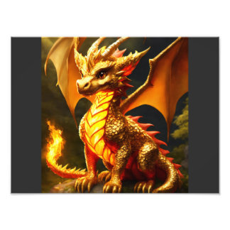 "Golden Dragon Majestät - Fotoutvidgning" Fototryck