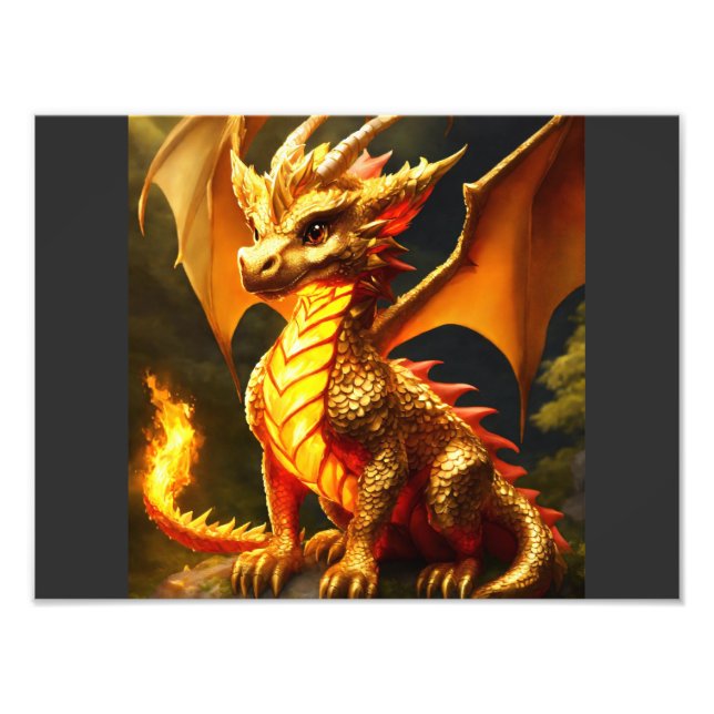 "Golden Dragon Majestät - Fotoutvidgning" Fototryck (Framsidan)