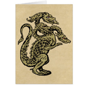Golden Dragon med tre huvuden Hälsningskort