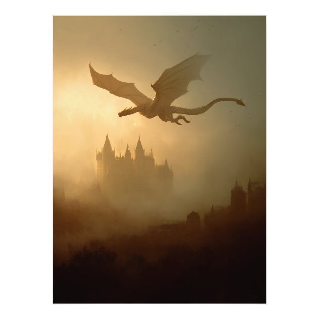 Golden Dragon Misty Castle Fototryck (Framsidan)