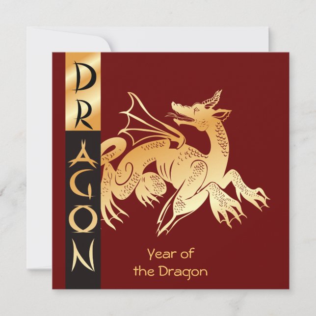Golden Dragon och Banner Julkort (Framsida)