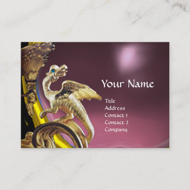 GOLDEN DRAGON ROSA LILA AMETHYST Monogram Visitkort (Framsida)