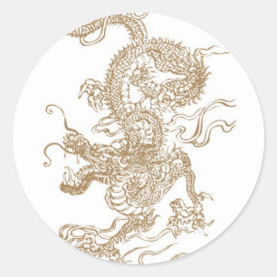 Golden Dragon Runt Klistermärke
