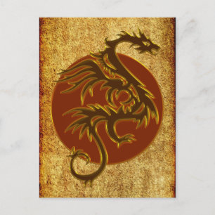 Golden Dragon Sol antikk stil Vykort