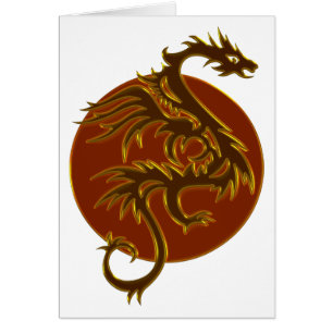 Golden Dragon Sun skapa din egen bakgrund Hälsningskort