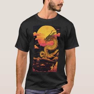 "Golden Dragon: Sunrise Symphony in Vaporwave" T Shirt