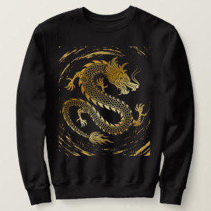Golden Dragon Swirl of Guld Lång Ärmad Tröja