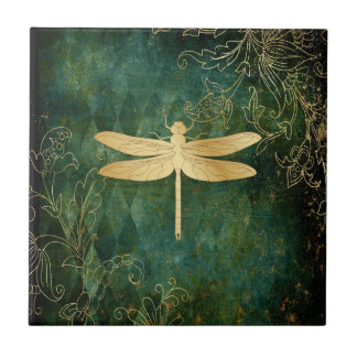 Golden Dragonfly Ceramic Tile Kakelplatta