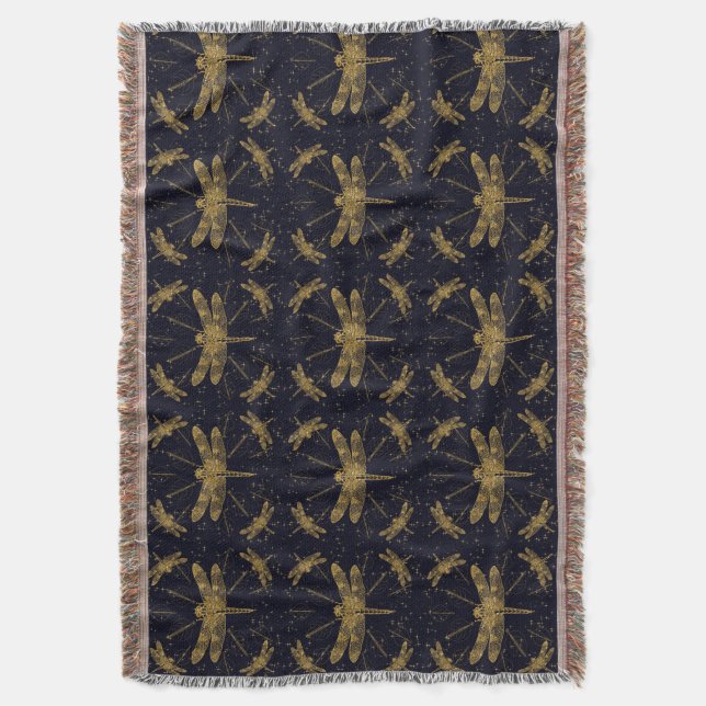 Golden dragonfly mönster - mörk filt (Framsidan Vertikal)