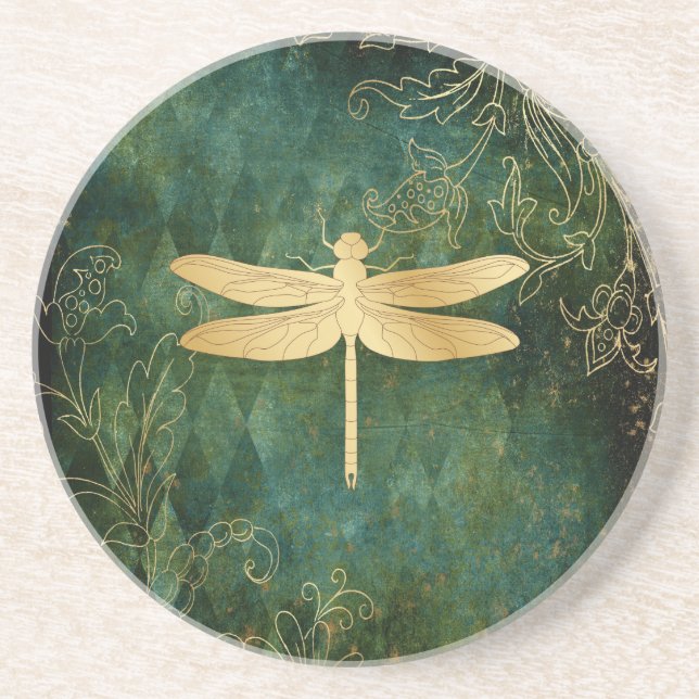 Golden Dragonfly Sandstone Underlägg (Framsidan)