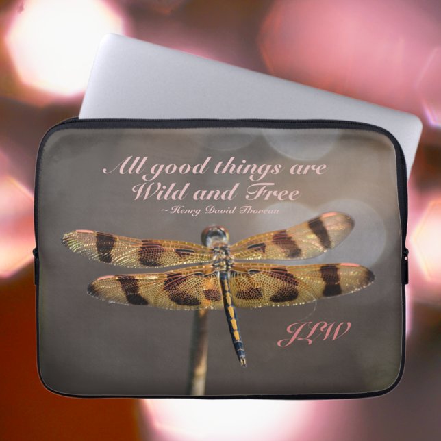 Golden Dragonfly Vild och Free Quote Laptop sleeve (Skapare uppladdad)