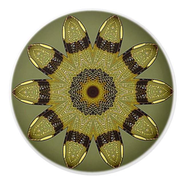 Golden Dragonfly Vingar Ceramic Knob Knopp (Framsidan)