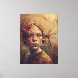 Golden Dragonfly Whisper – Warm Impressionist Oil  Canvastryck