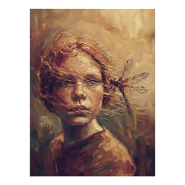 Golden Dragonfly Whisper – Warm Impressionist Oil  Fototryck