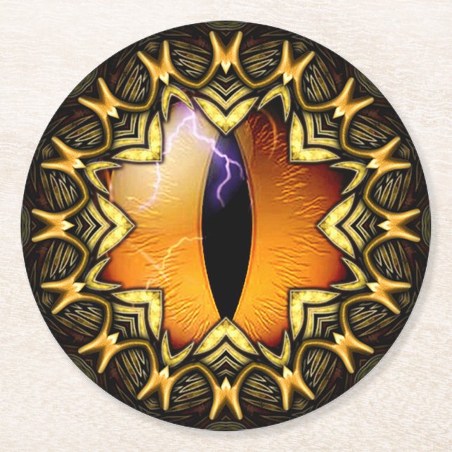 Golden Dragons Öga Underlägg Papper Rund (Framsidan)