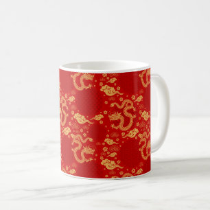 Golden draon mönster - Kinas lunarår 2024 Kaffemugg