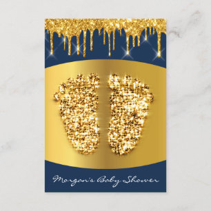 Golden Dricks Royal Blue Baby Shower Foot Blue Nav Inbjudningar
