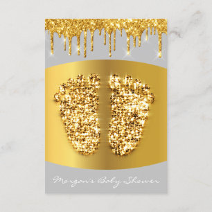 Golden Drifts Royal Baby Shower Feet Girl Boy Gråt Inbjudningar