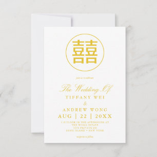 Golden Dubbla Happity Elegant China Bröllop Inbjudningar