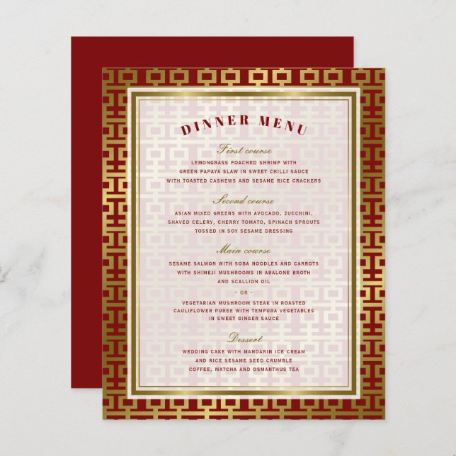 Golden Dubbla Happity Mönster kinesisk Bröllop (Fram/baksida)