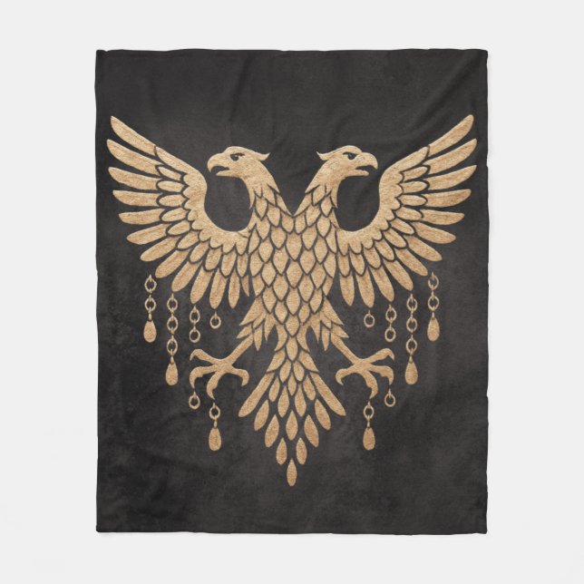 Golden Dubbla-Headed Eagle - Regal Mythic Emblem o Fleecefilt (Framsidan)