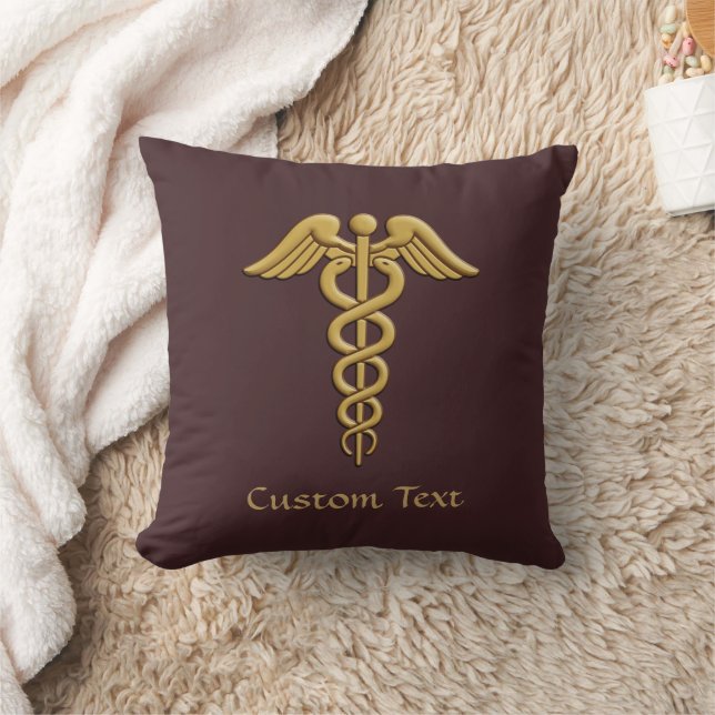 Golden Dubbla Snake Caduceus Kudde (Filt)