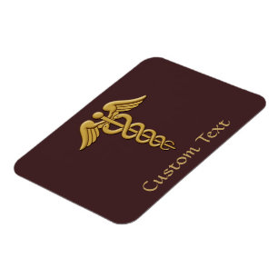 Golden Dubbla Snake Caduceus Magnet