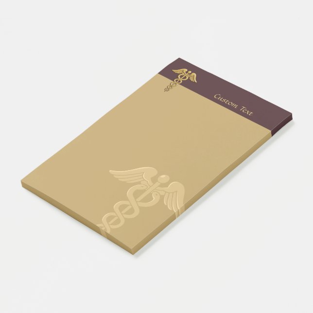 Golden Dubbla Snake Caduceus Post-it Notes Block (Vinklad)
