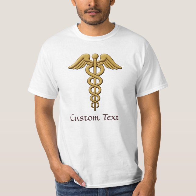 Golden Dubbla Snake Caduceus T Shirt (Framsida)