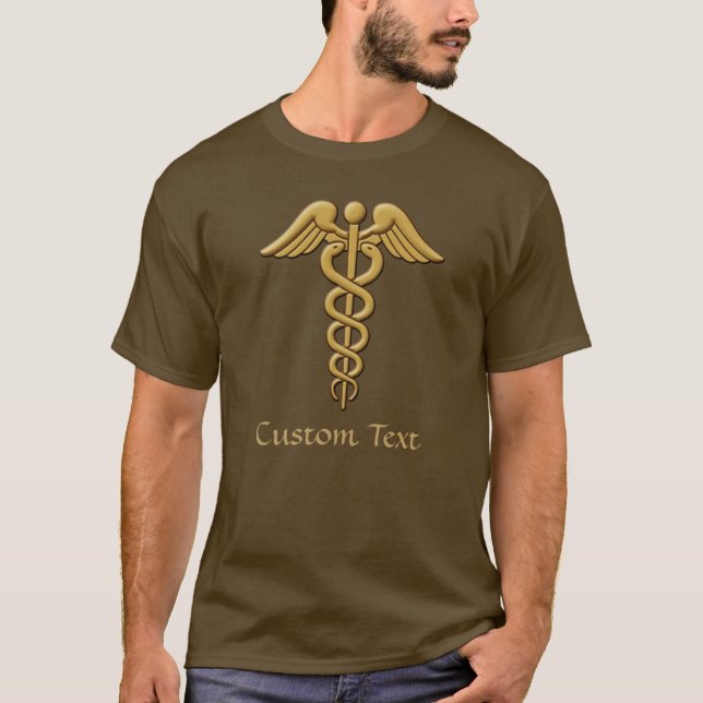 Golden Dubbla Snake Caduceus T-Shirt (Framsida)