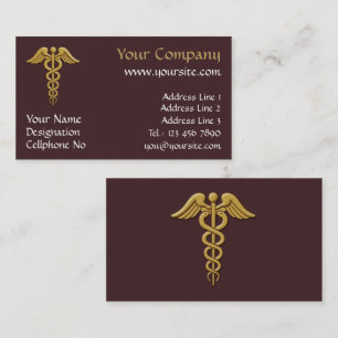 Golden Dubbla Snake Caduceus Visitkort
