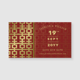 Golden Dubbla Xi Chinese Bröllop spara datum