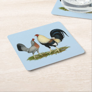 Golden Duckwing Chickens Underlägg Papper Kvadrat