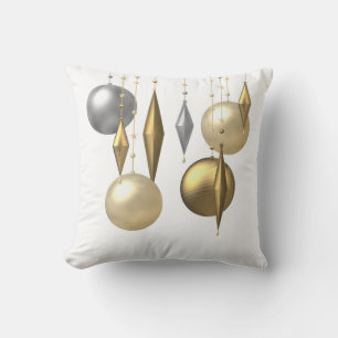 Golden dull christmas boll på vit bakgrund kudde