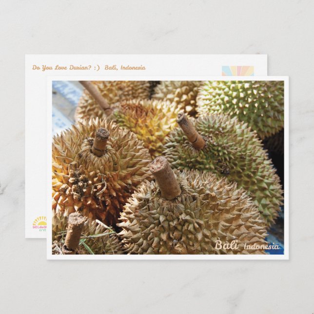Golden Durian Bali Market – Travel Postcard Helg Vykort (Fram/baksida)