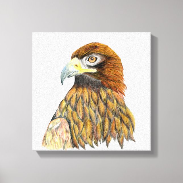 Golden Eagle Bird Watercolor Painting Canvastryck (Framsida)