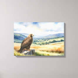 Golden Eagle Land Ligcape Watercolor Stil Canvastryck