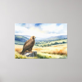 Golden Eagle Land Ligcape Watercolor Stil Canvastryck