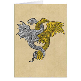 Golden Eagle och Silver Dragon Notecard Hälsningskort
