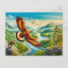 Golden Eagle över bergsdalen Helg Vykort