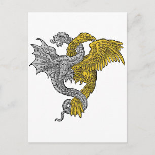Golden Eagle & Silver Dragon Entwed Vykort