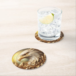 Golden Eagle symboliserar styrka och frihet Underlägg Papper Rund