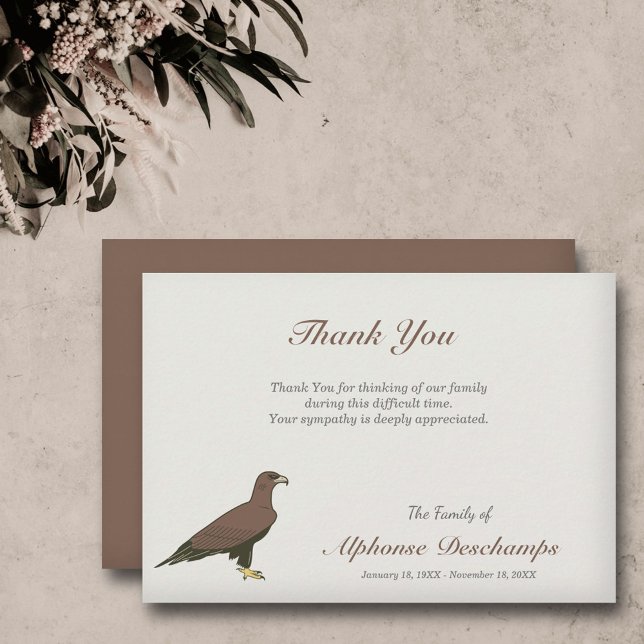 Golden Eagle-Tackkort-kort Tack Kort (Golden Eagle Funeral Thank You Note Card)