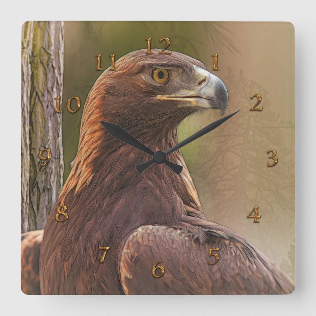 GOLDEN EAGLE “VOYAGER” SQUARE WALL CLOCK FYRKANTIG KLOCKA (Framsida)