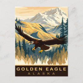 Golden Eagle, Wildlife in Alaska, Travel Vykort